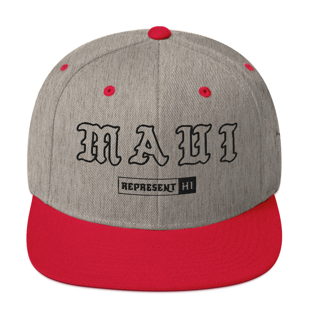 Maui Snapback Hat — Heather Grey/ Red — front view