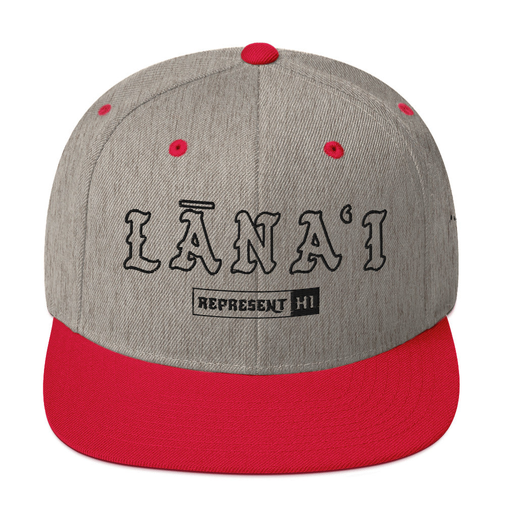 Lānaʻi Snapback Hat — Heather Grey/ Red — front view