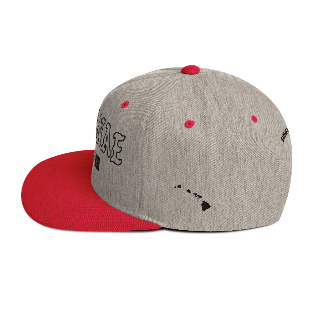 WaiʻAnae Snapback Hat — Heather Grey/ Red — left side view