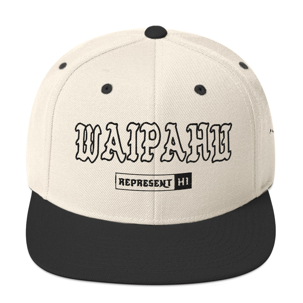 Waipahu Snapback Hat — Natural/ Black — front view