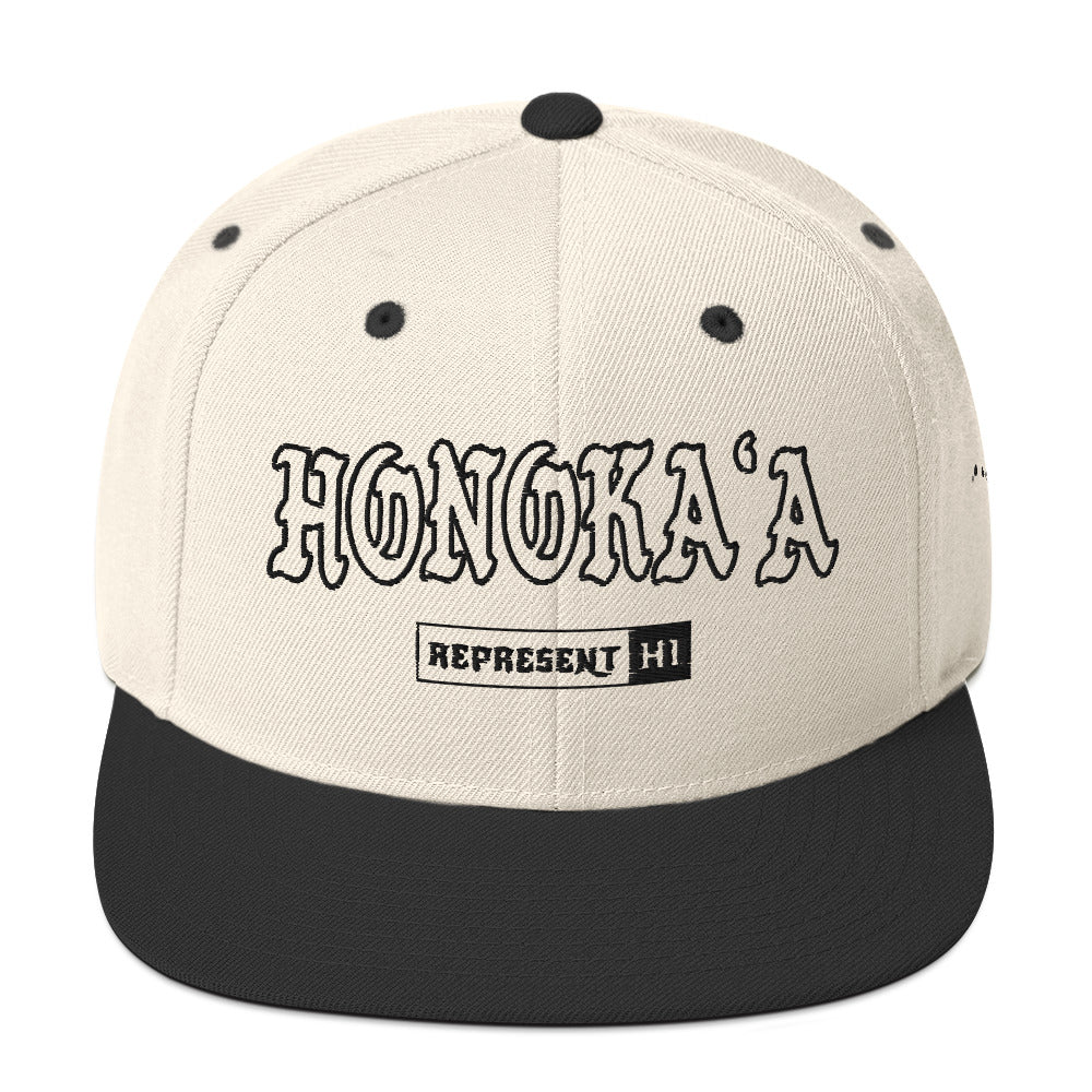 HonokaʻA Snapback Hat — Natural/ Black — front view