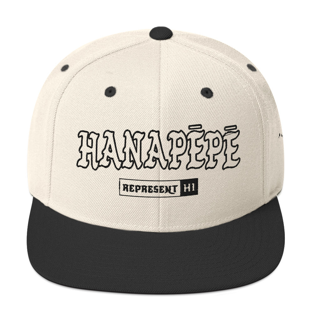 Hanapēpē Snapback Hat — Natural/ Black — front view