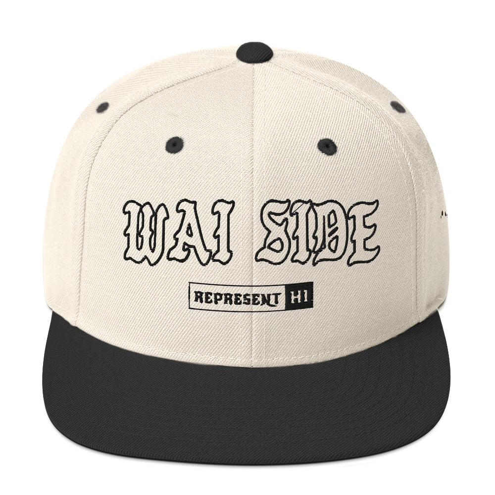Wai Side Snapback Hat — Natural/ Black — front view