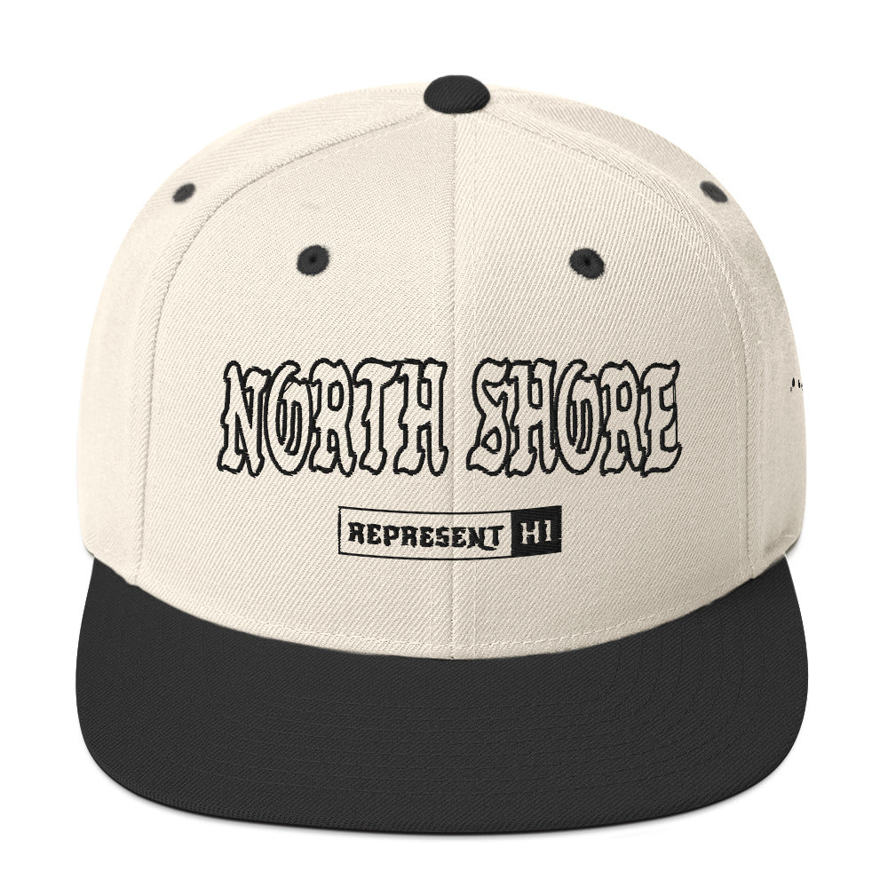 North Shore Snapback Hat — Natural/ Black — front view