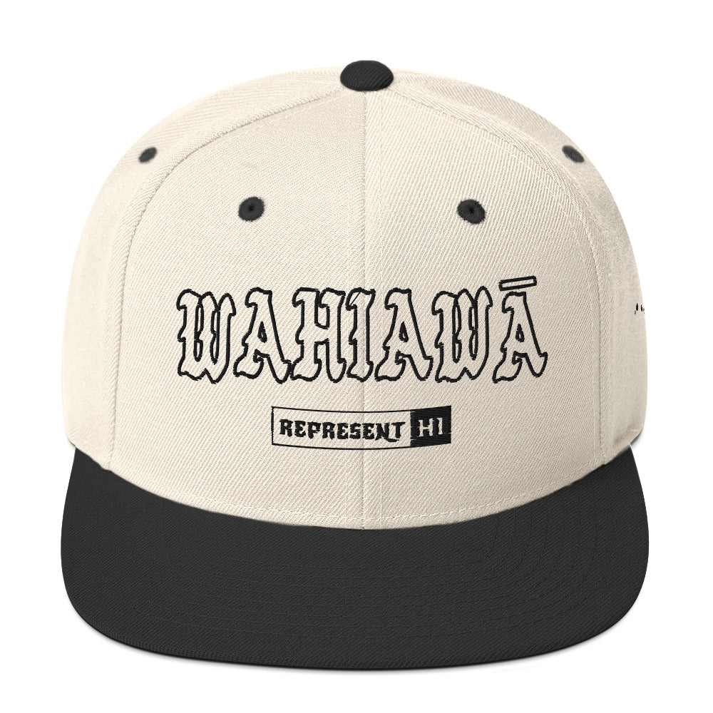 WAHIAWĀ Snapback Hat — Natural/ Black — front view