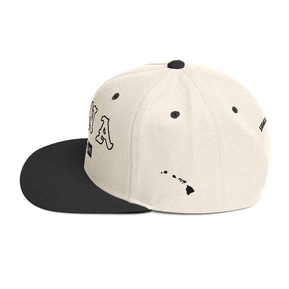 Kona Snapback Hat — Natural/ Black — left side view