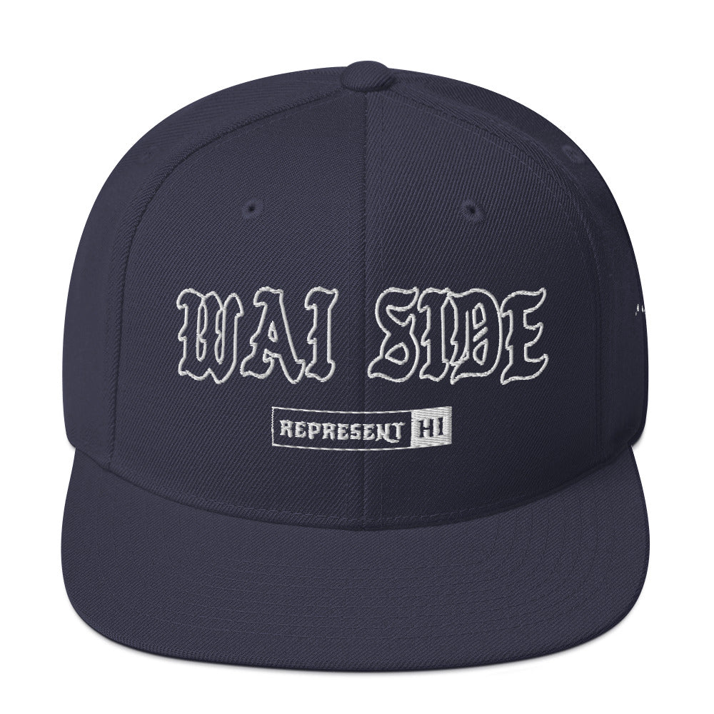 Wai Side Snapback Hat — Navy — front view