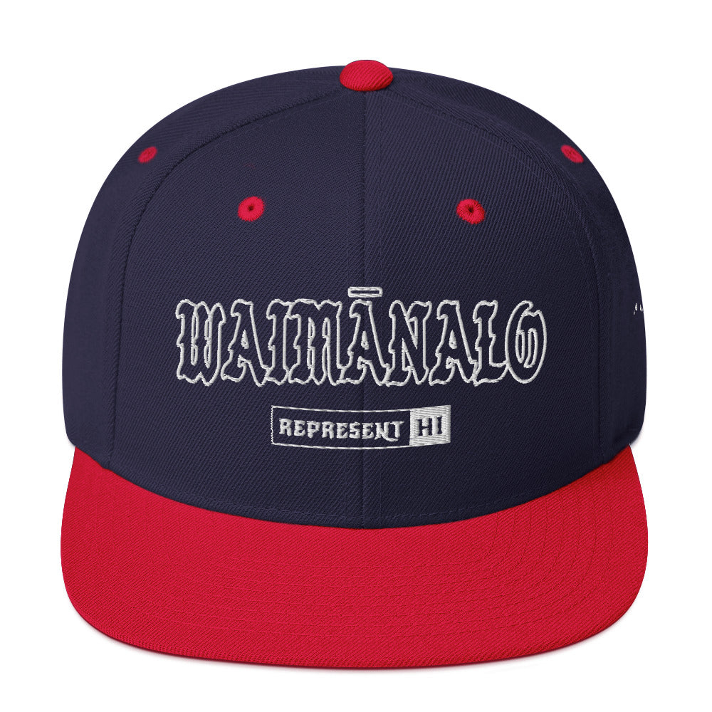 Waimānalo Snapback Hat — Navy/ Red — front view