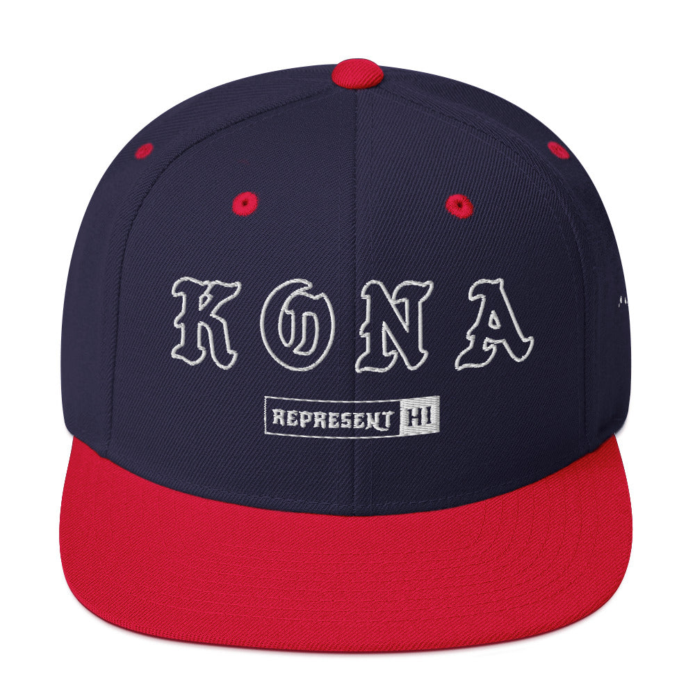 Kona Snapback Hat — Navy/ Red — front view