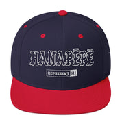 Hanapēpē Snapback Hat — Navy/ Red — front view