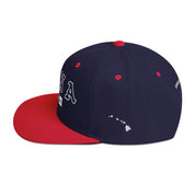 Hāna Snapback Hat — Navy/ Red — left side view