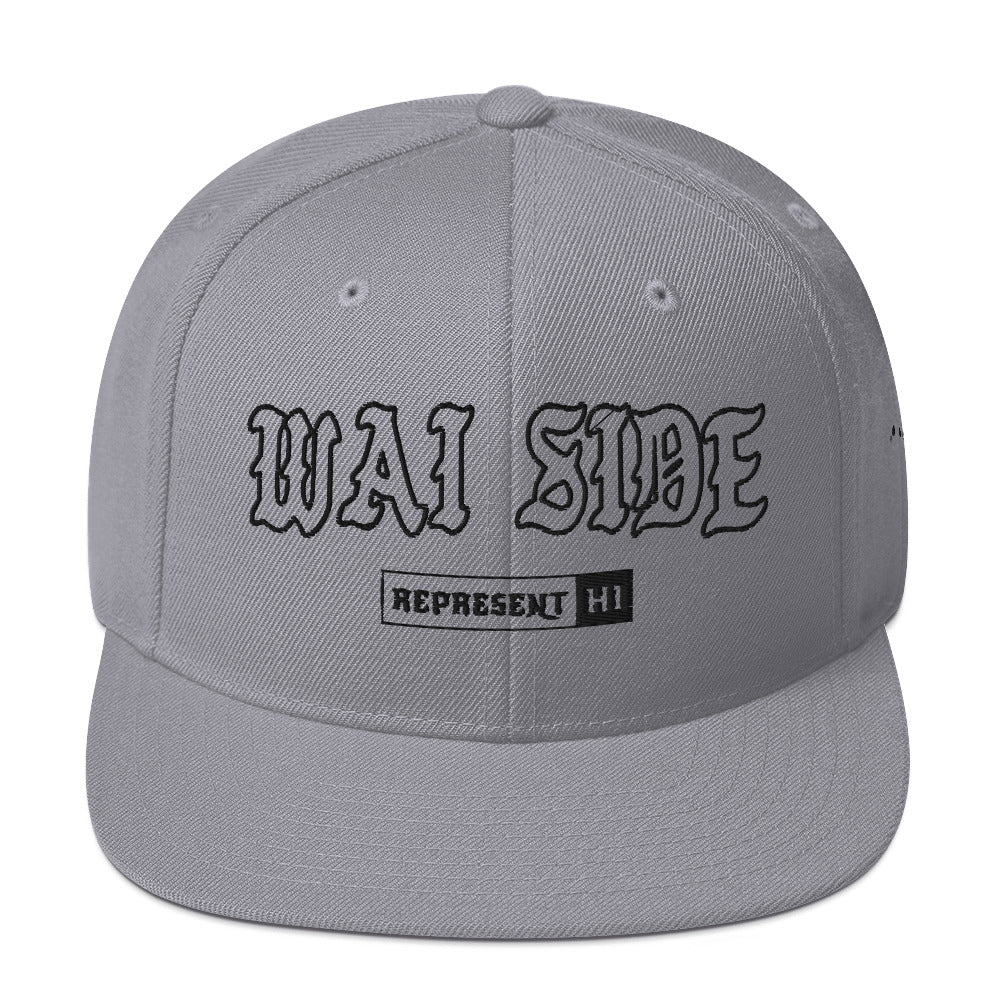 Wai Side Snapback Hat — Silver — front view