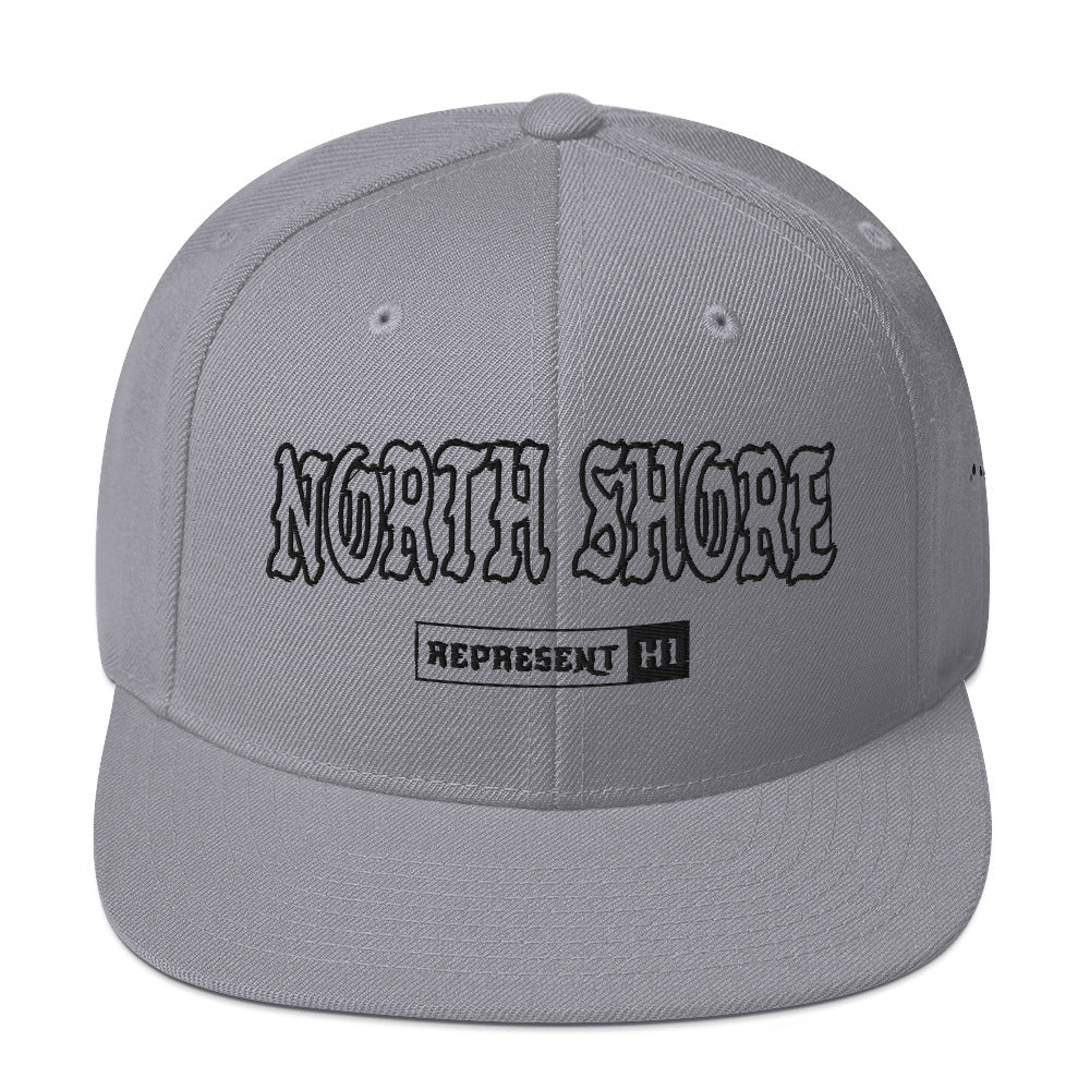 North Shore Snapback Hat — Silver — front view