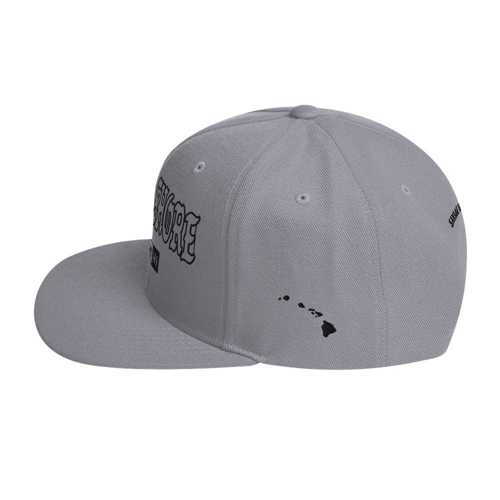 North Shore Snapback Hat — Silver — left side view