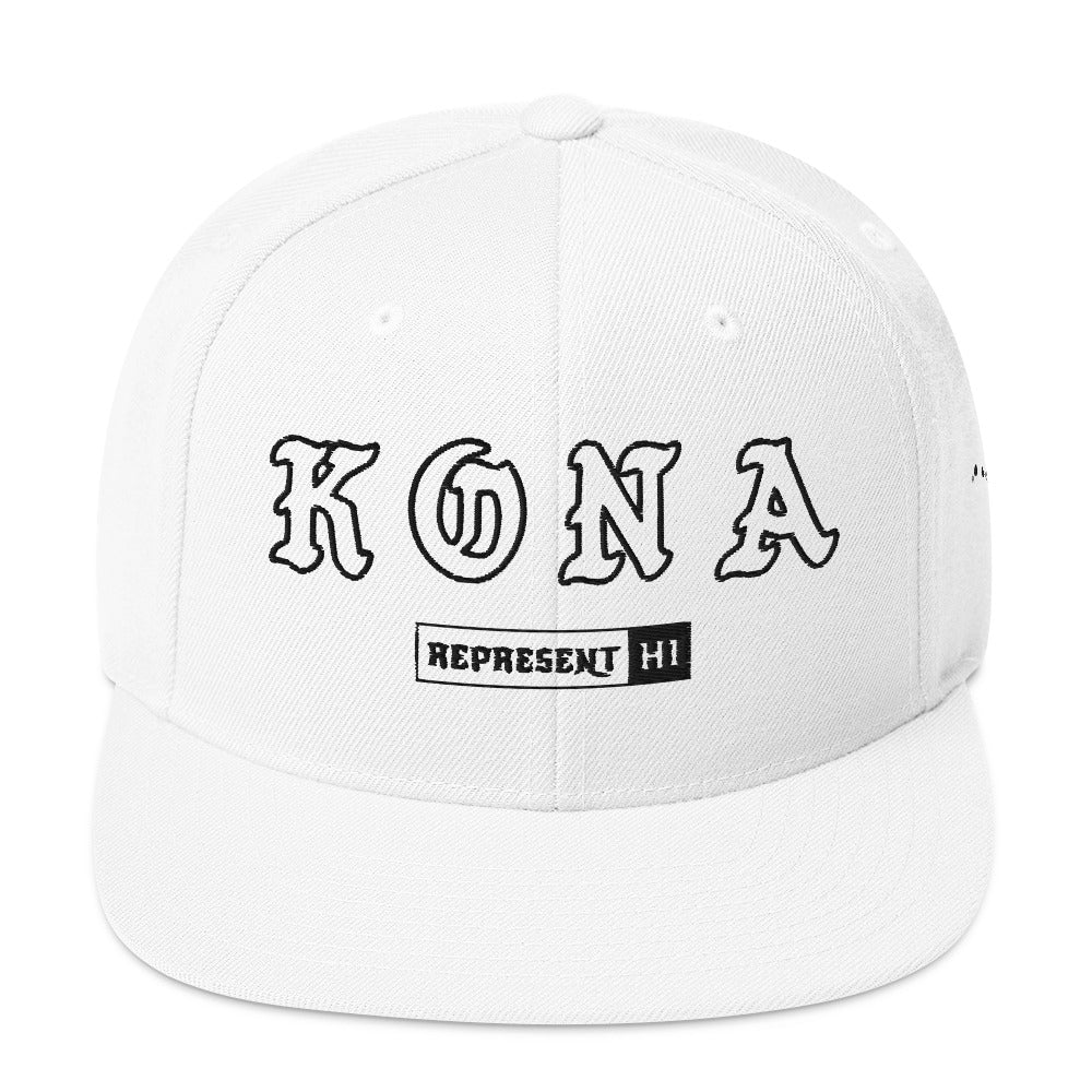 Kona Snapback Hat — White — front view