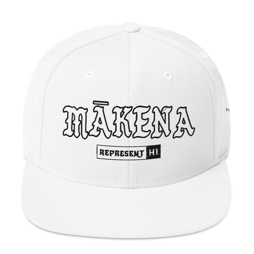Mākena Snapback Hat — White — front view