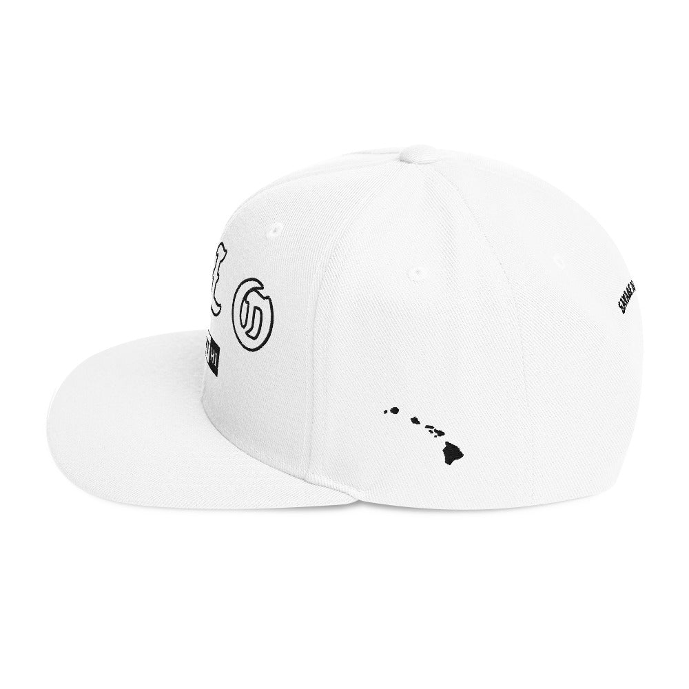 Hilo Snapback Hat — White — left side view