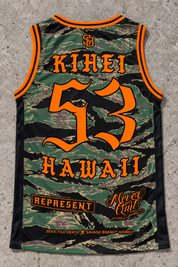 Kihei 53 Jersey Tank Camo Orange — Back flat lay