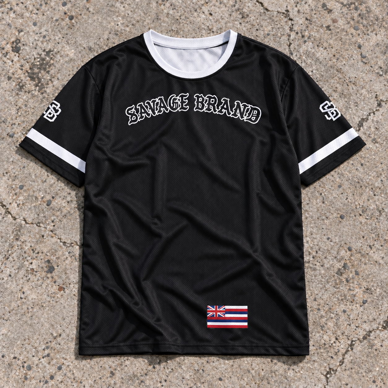 Lucky 13 black-and-white REPRESENT jersey, adult front view