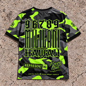 Mililani 96789 ZIP Camo Jersey — Lime — back view
