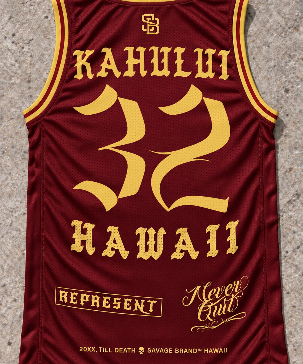 Kahului 32 Jersey Tank Red & Gold - Back