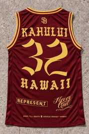 Kahului 32 Jersey Tank Red & Gold - Back