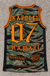 Kapolei 07 Jersey Tank — Camo Orange — Back flat lay