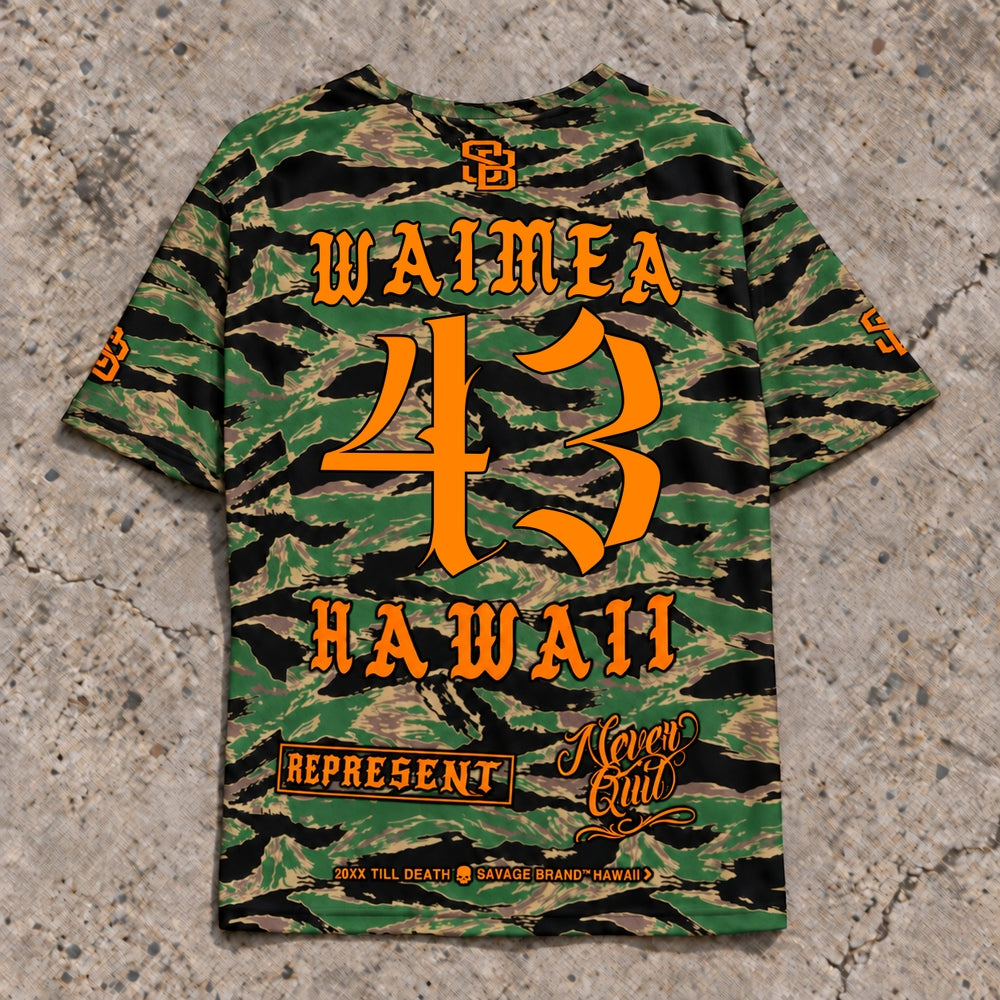 Waimea 43 Short-Sleeve Jersey — Camo Orange — Back flat lay