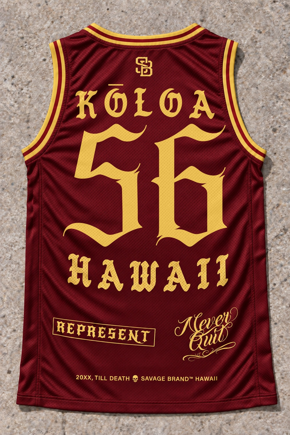 Koloa 56 Jersey Tank Red & Gold - Back