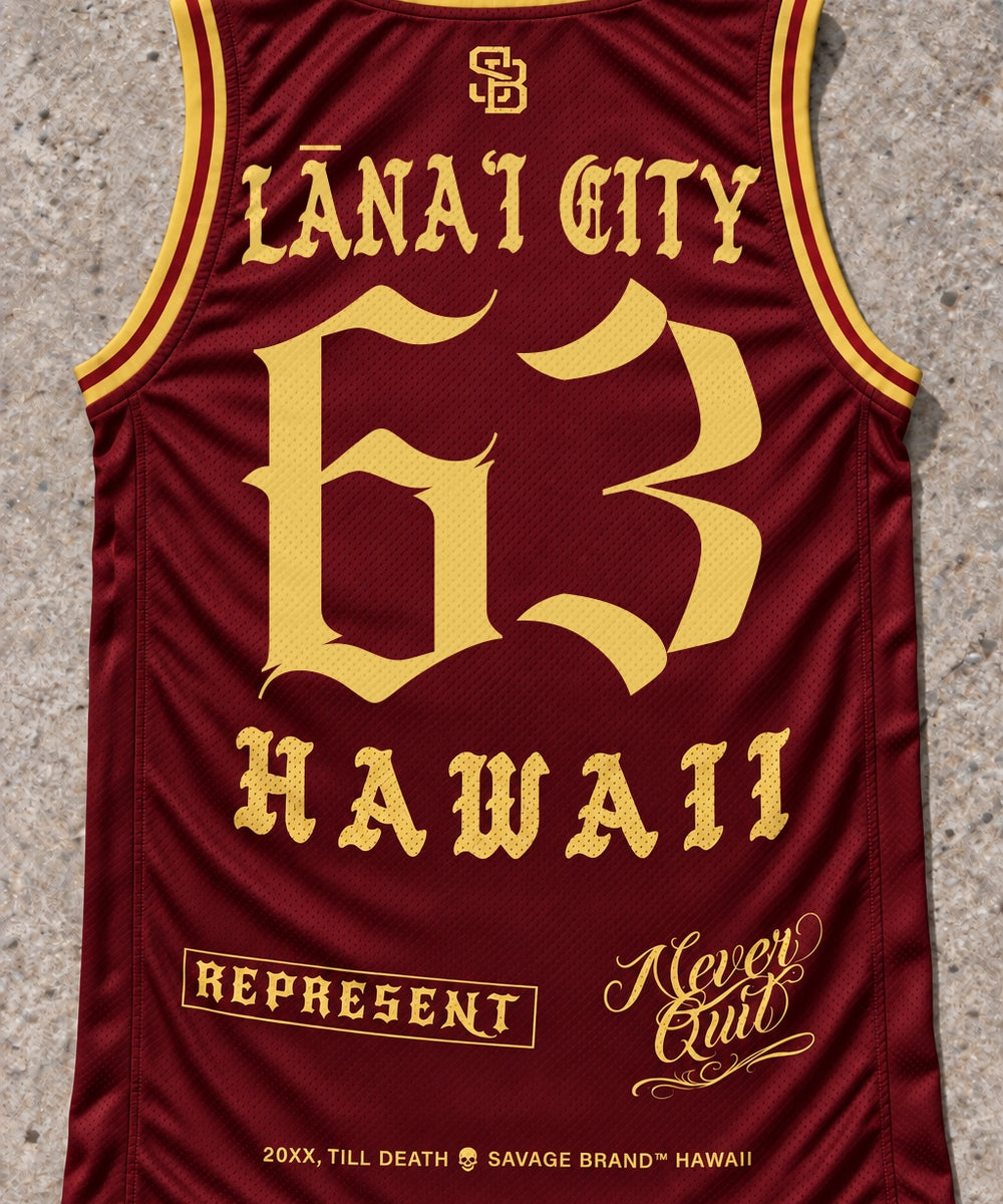 Lanai City 63 Jersey Tank Red & Gold - Back