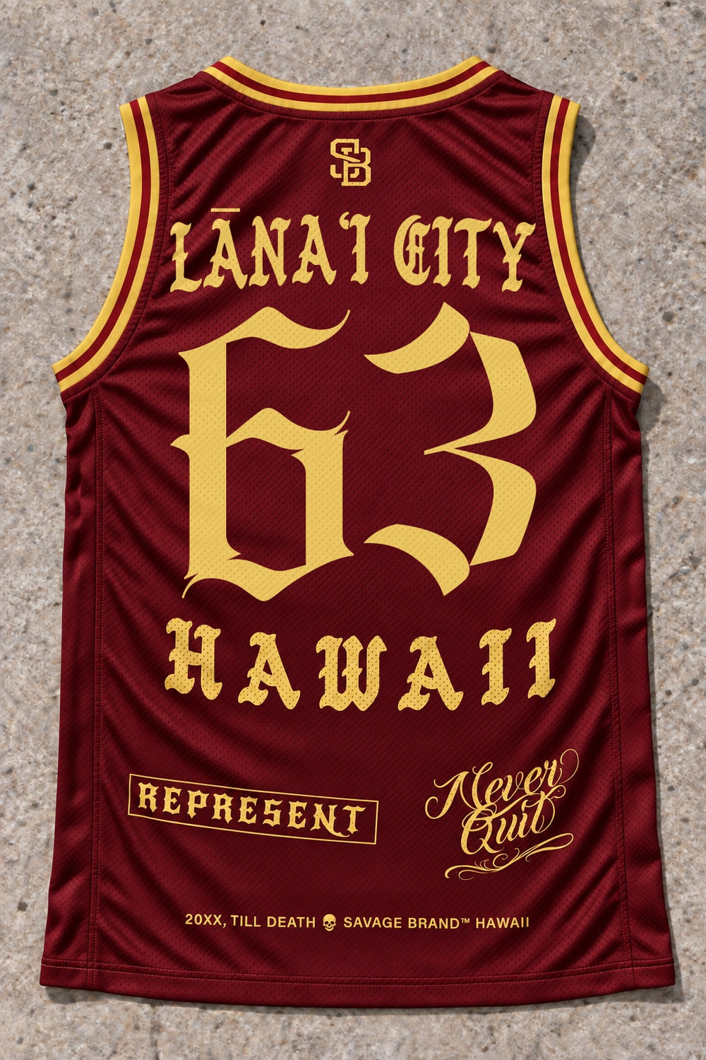 Lanai City 63 Jersey Tank Red & Gold - Back