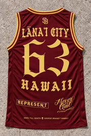 Lanai City 63 Jersey Tank Red & Gold - Back