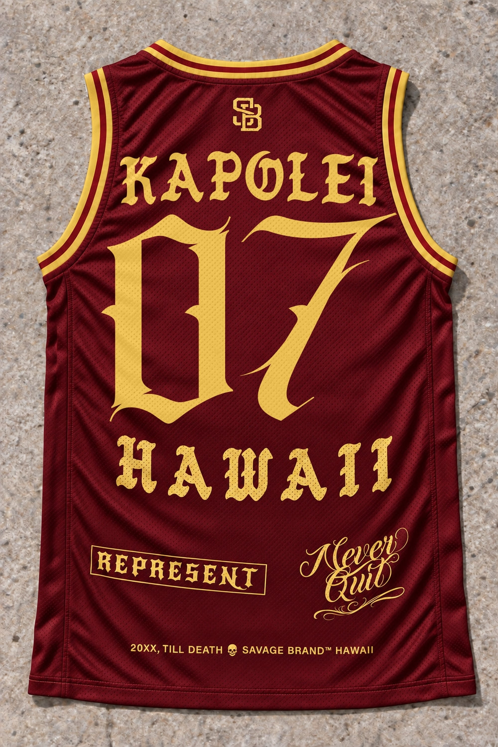 Kapolei 07 Jersey Tank Red & Gold - Back