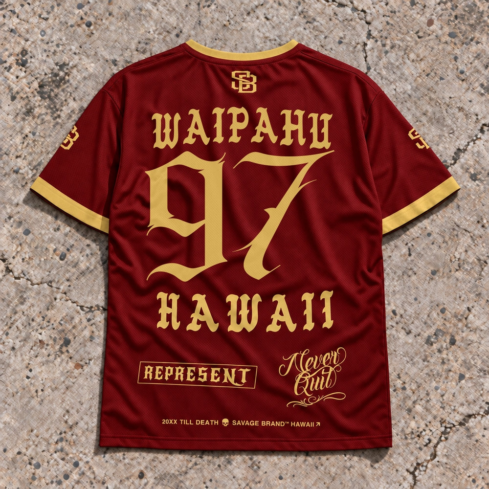 Waipahu 97 Short-Sleeve Jersey Red & Gold - Back