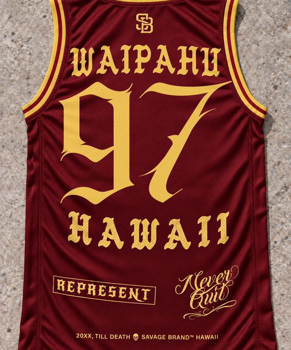 Waipahu 97 Jersey Tank Red & Gold - Back