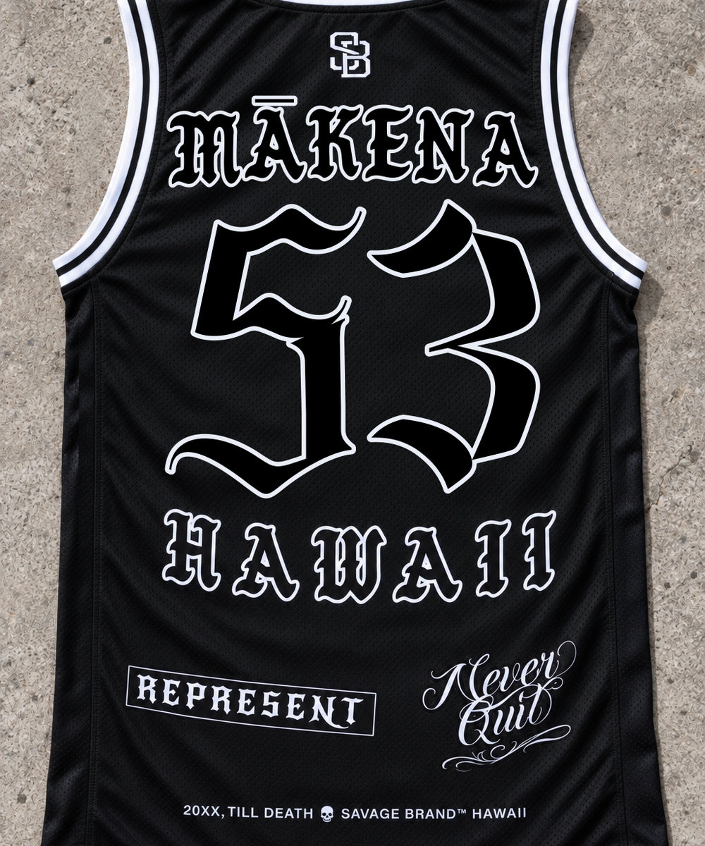 Mākena 53 Jersey Tank — Black — back view