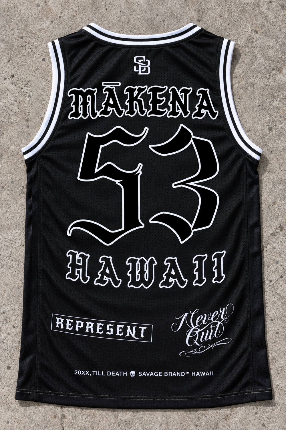 Mākena 53 Jersey Tank — Black — back view