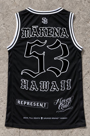 Mākena 53 Jersey Tank — Black — back view