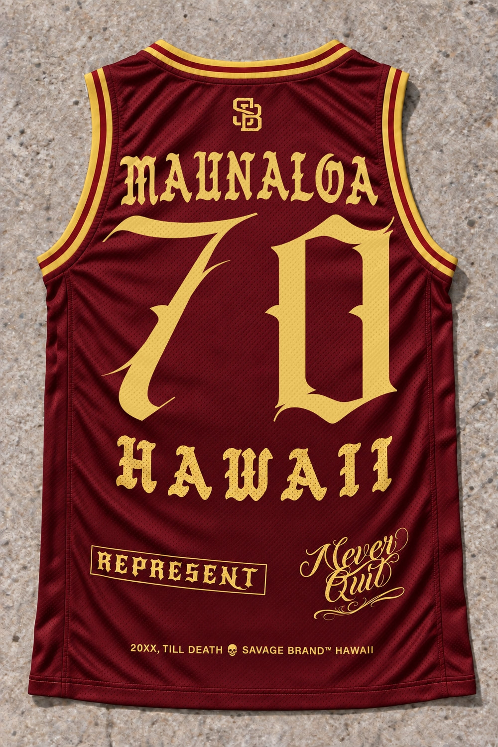 Maunaloa 70 Jersey Tank Red & Gold - Back