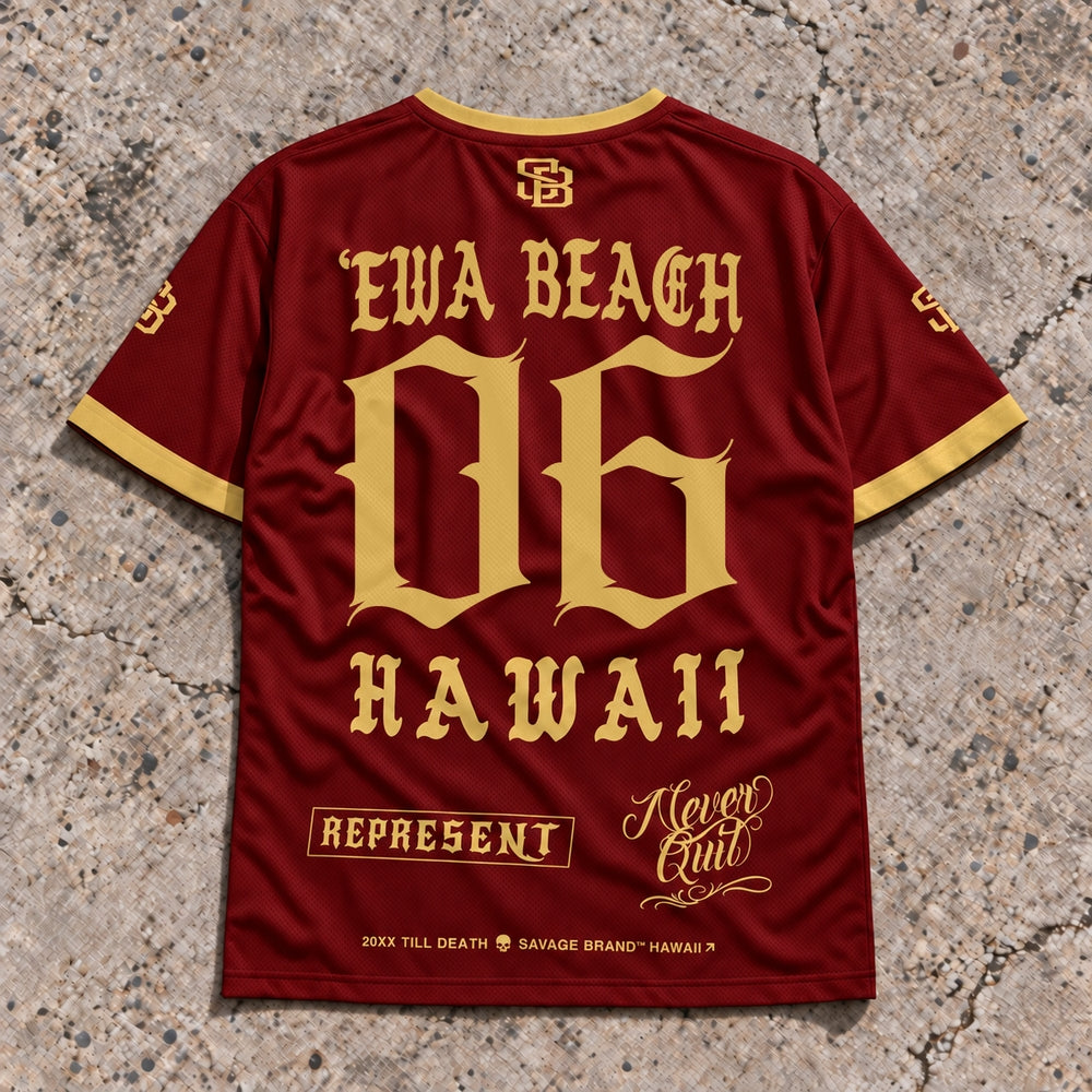 Ewa Beach 06 Short-Sleeve Jersey Red & Gold - Back