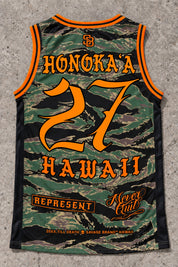 Honokaa 27 Jersey Tank — Camo Orange — Back flat lay