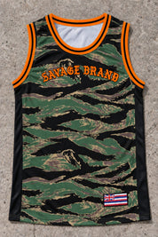 Lanai City 63 Jersey Tank — Camo Orange — Front flat lay