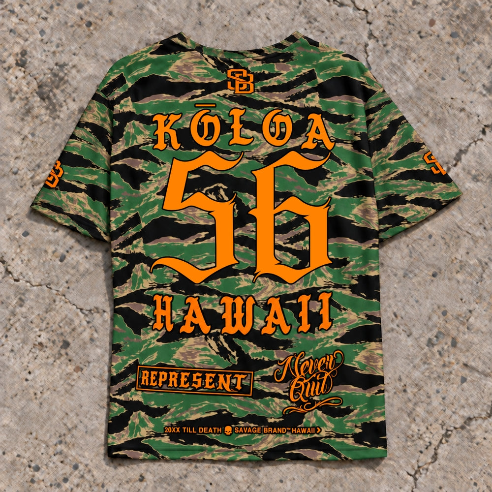 Koloa 56 Short-Sleeve Jersey — Camo Orange — Back flat lay