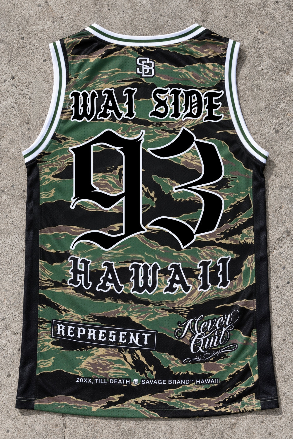 Wai Side 93 Jersey Tank Camo - Back