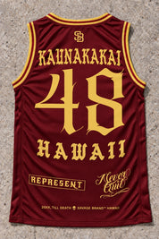 Kaunakakai 48 Jersey Tank Red & Gold - Back
