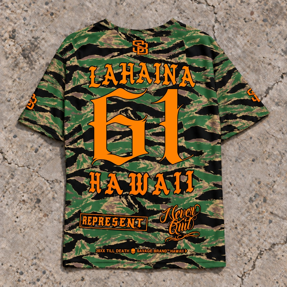 Lahaina 61 Short-Sleeve Jersey — Camo Orange — Back flat lay