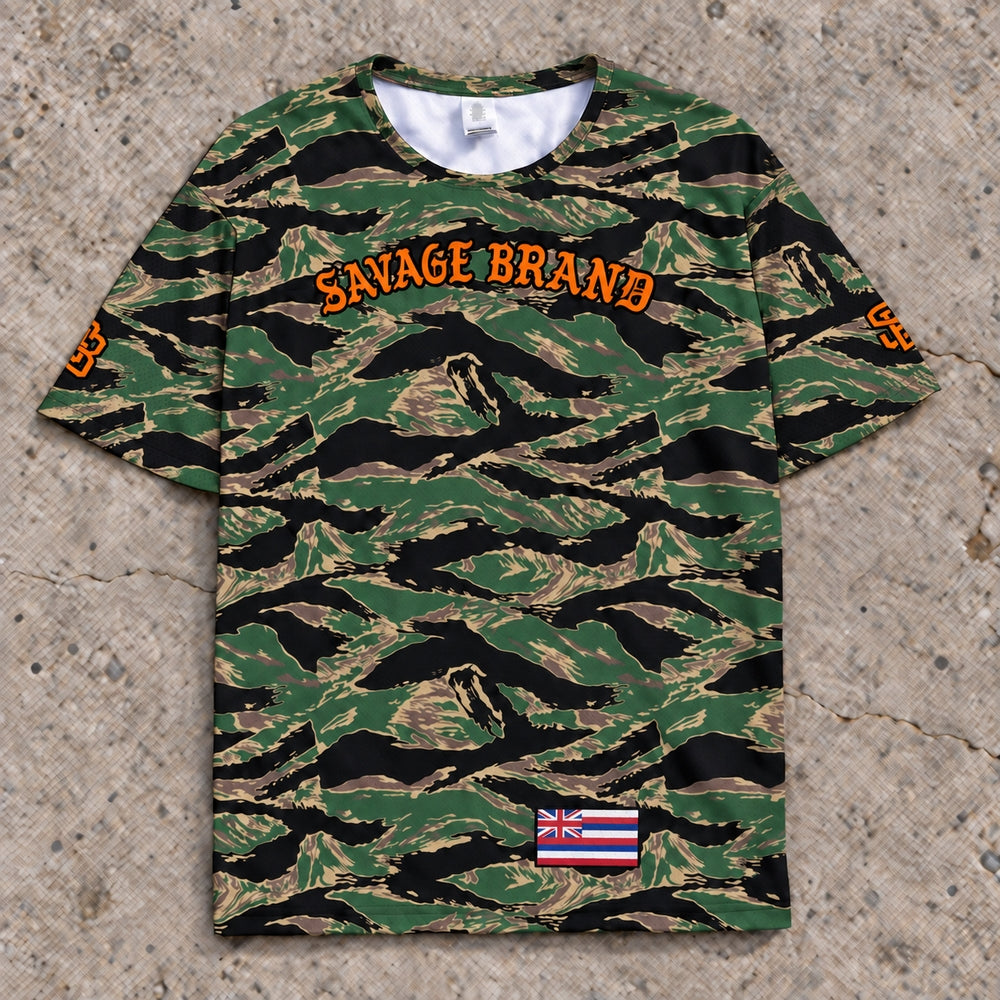 Puna 00 Short-Sleeve Jersey — Camo Orange — Front flat lay