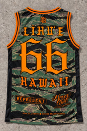 Lihue 66 Jersey Tank — Camo Orange — Back flat lay