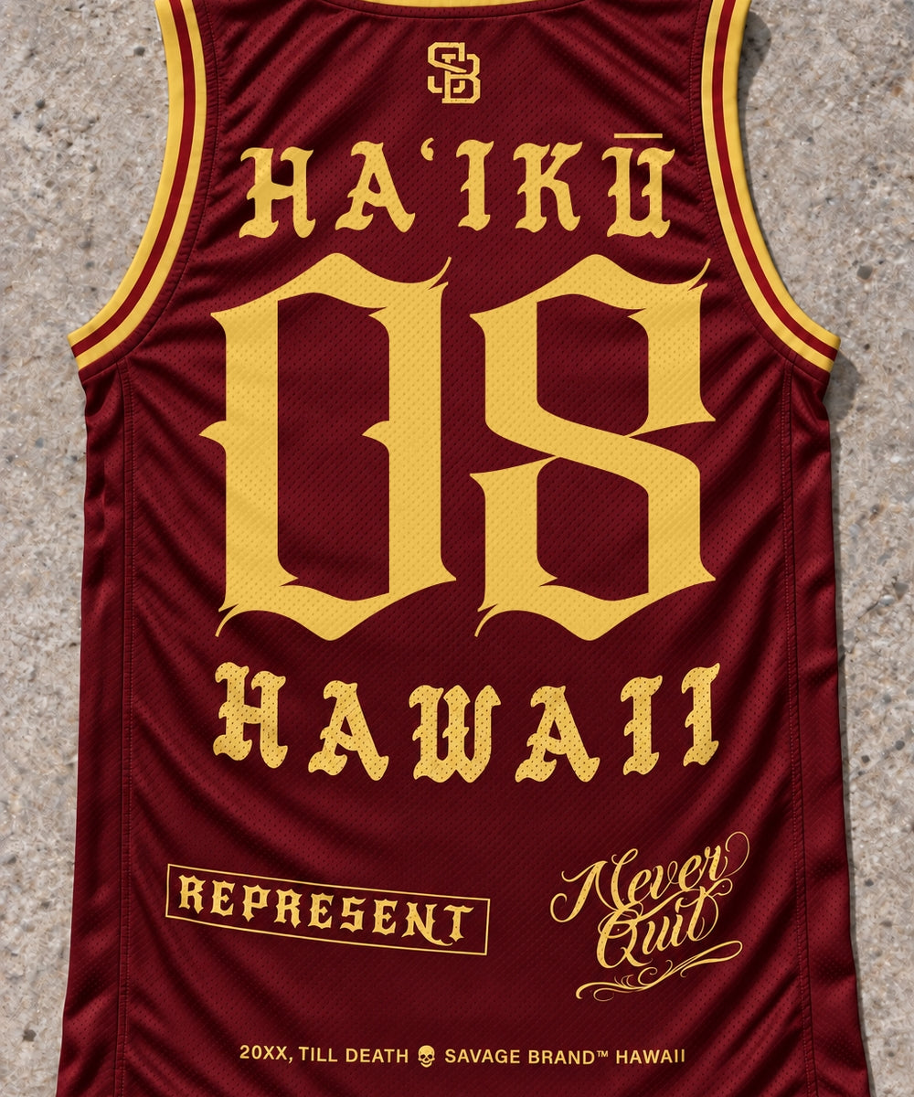 Haiku 08 Jersey Tank Red & Gold - Back