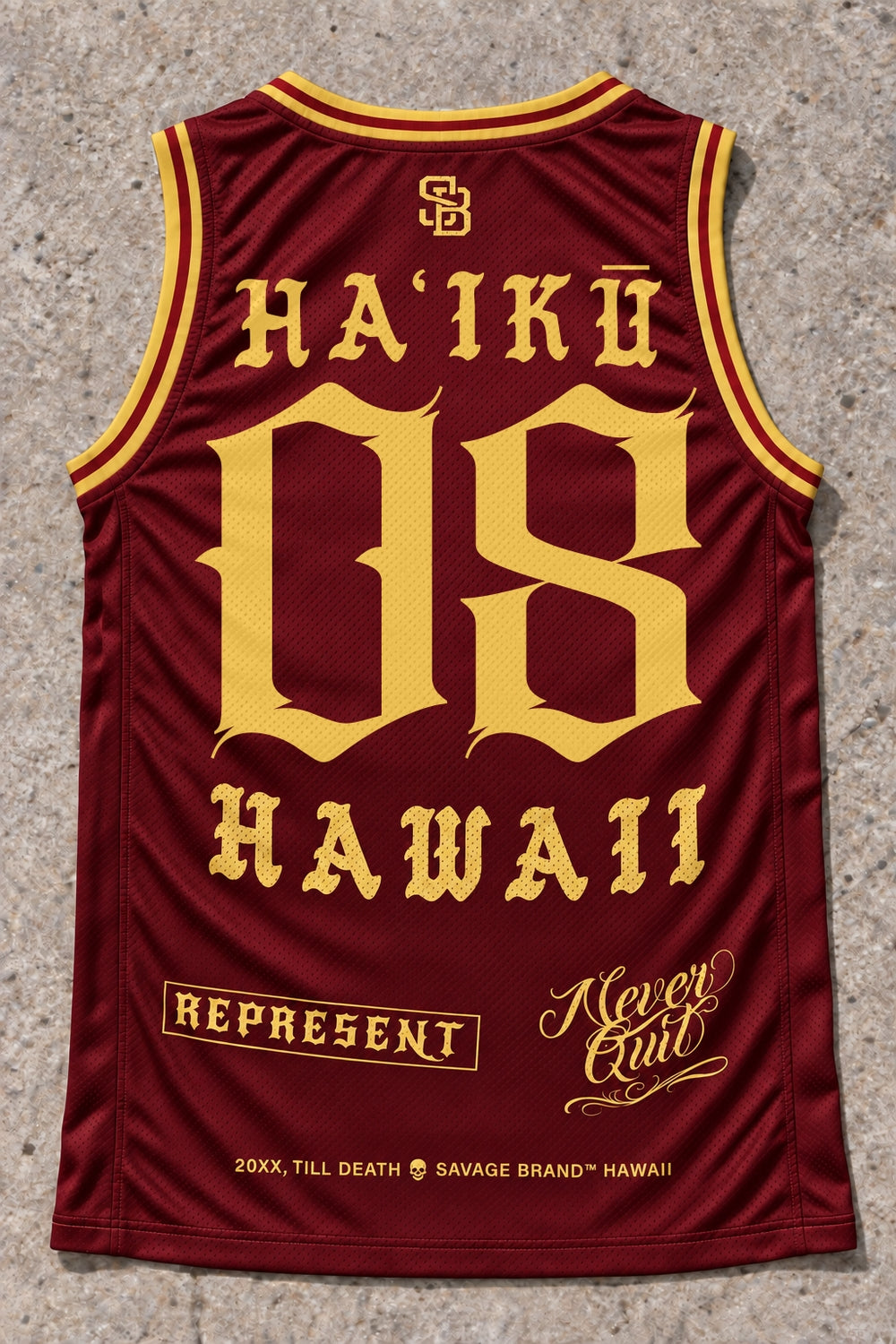 Haiku 08 Jersey Tank Red & Gold - Back